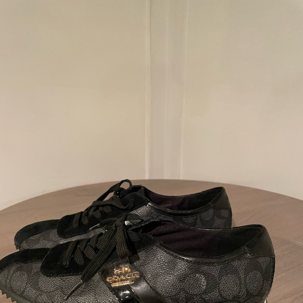 Coach Black Patterned Lace-Up Shoes